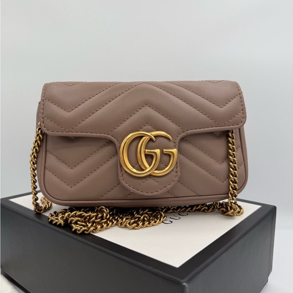 Gucci Marmont Super Mini Shoulder Bag with Gold Chain